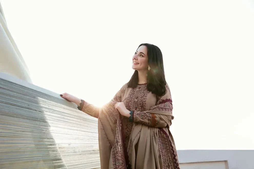 3 PC EMBROIDERED DHANAK SUIT - BG810