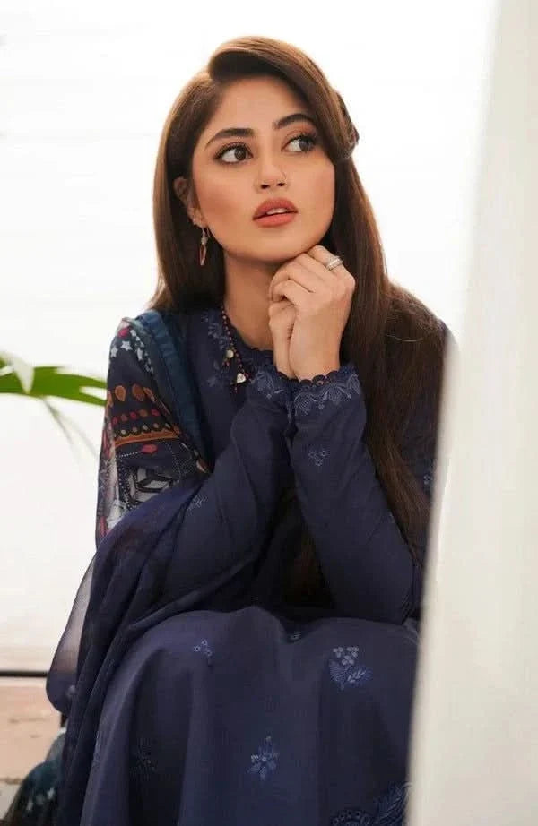 EMBROIDERED DHANAK 3PC SUIT-BG330