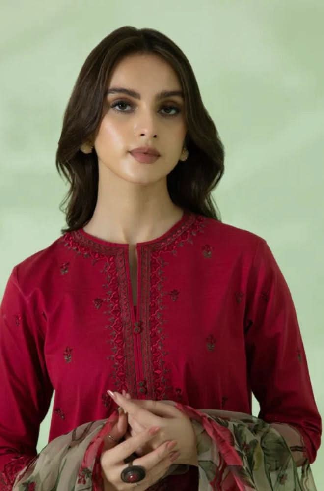 3 PIECE-EMBROIDERED DHANAK SUIT-BG824