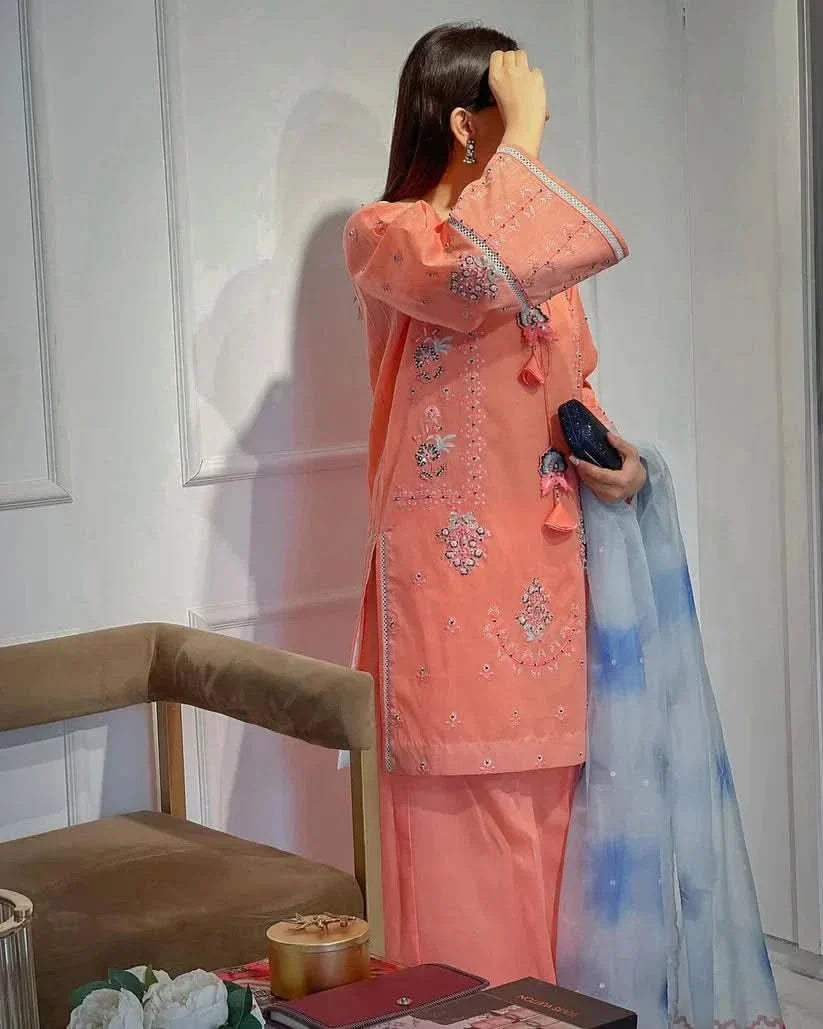 3 PIECE-EMBROIDERED LAWN SUIT-BG539