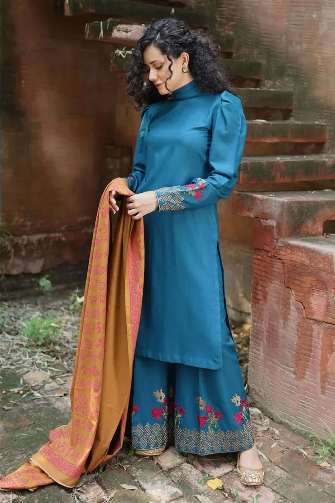 3PC DHANAK EMBROIDERED SUIT - BG606