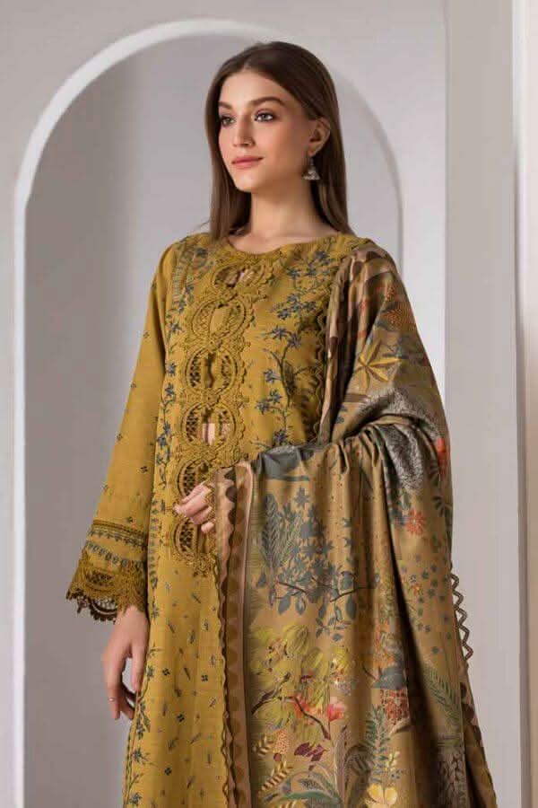3PC EMBROIDERED DHANAK - BG614