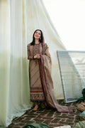 3 PC EMBROIDERED DHANAK SUIT - BG810