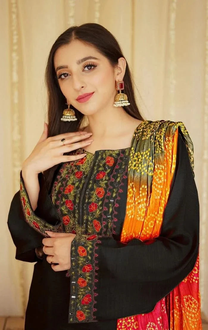 3 PIECE-EMBROIDERED DHANAK SUIT-BG570