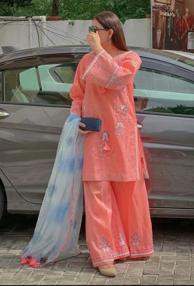 3 PIECE-EMBROIDERED LAWN SUIT-BG539