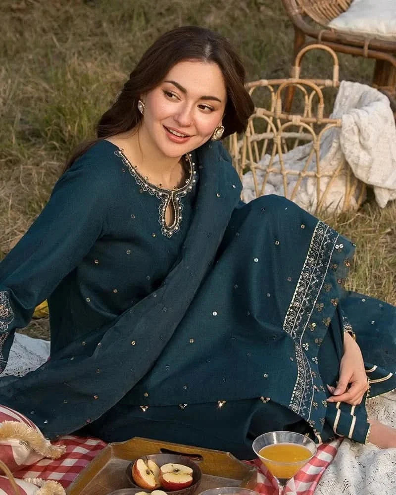 3PC DHANAK EMBROIDERED SUIT - BG635