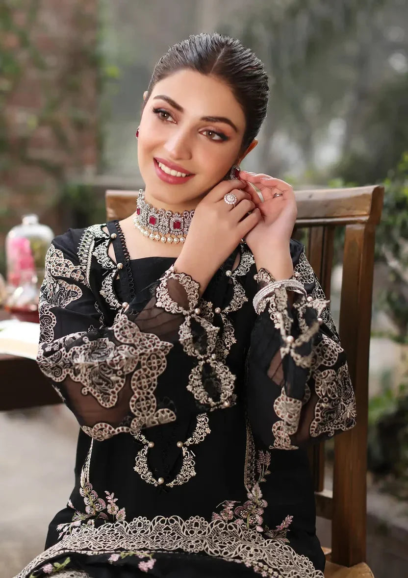 3PC EMBROIDERED DHANAK SUIT - BG901