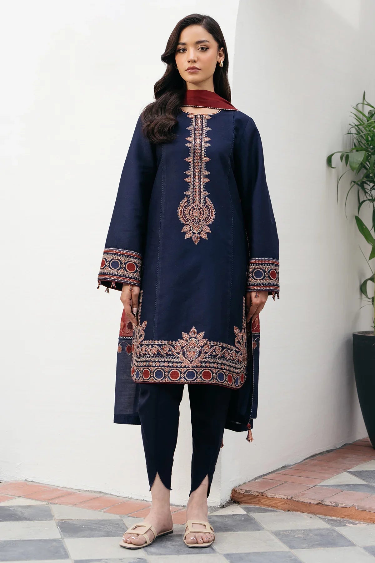 DOBBY 3 PC DHANAK SUIT - BG823