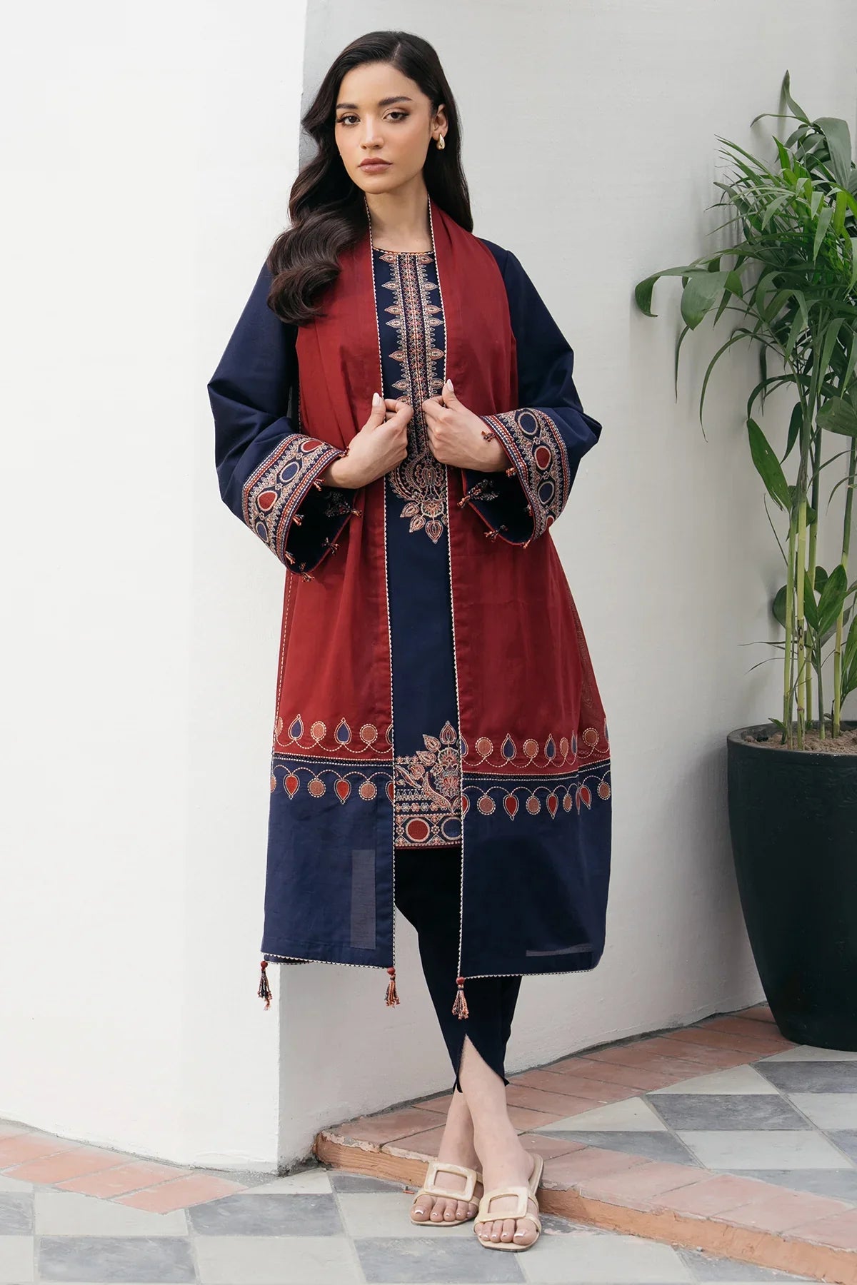 DOBBY 3 PC DHANAK SUIT - BG823