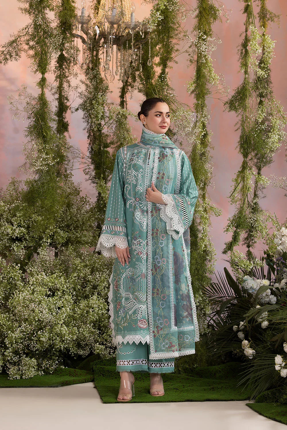 3PC EMBROIDERED LUXURY LAWN - BG876