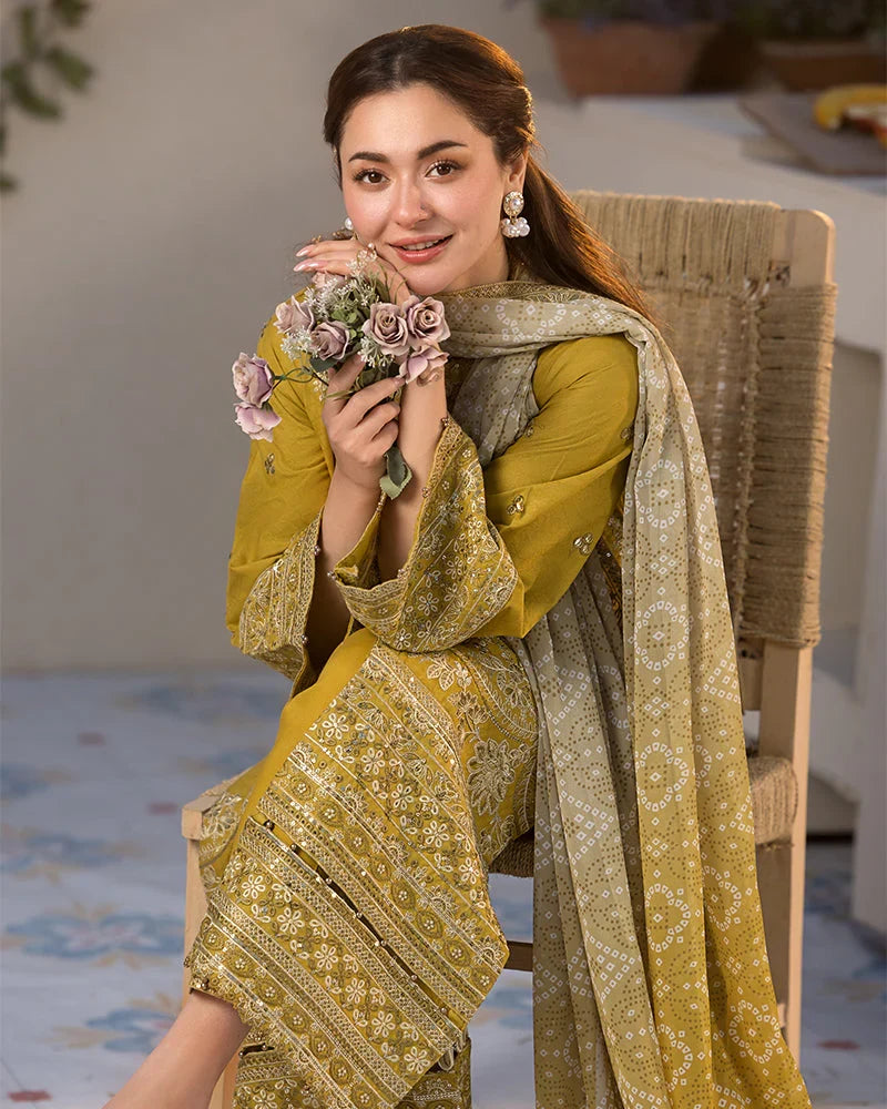 JANAN PARROT 3PC UNSTITCHED LAWN SUIT - BG864