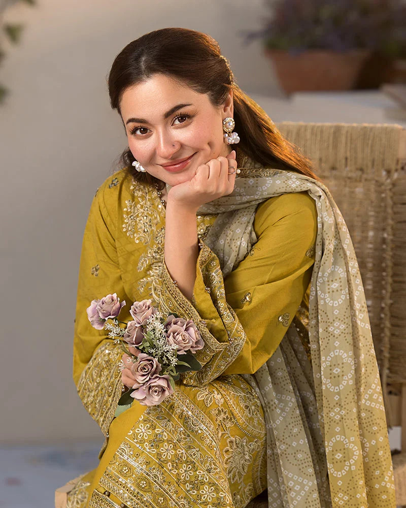 JANAN PARROT 3PC UNSTITCHED LAWN SUIT - BG864