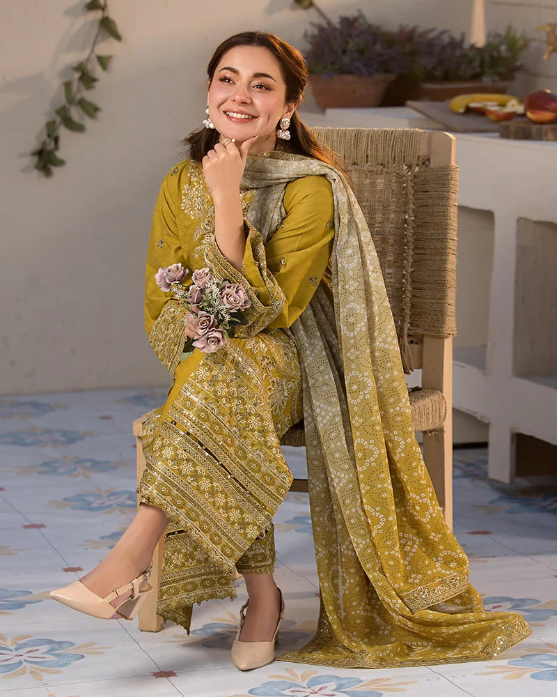JANAN PARROT 3PC UNSTITCHED LAWN SUIT - BG864