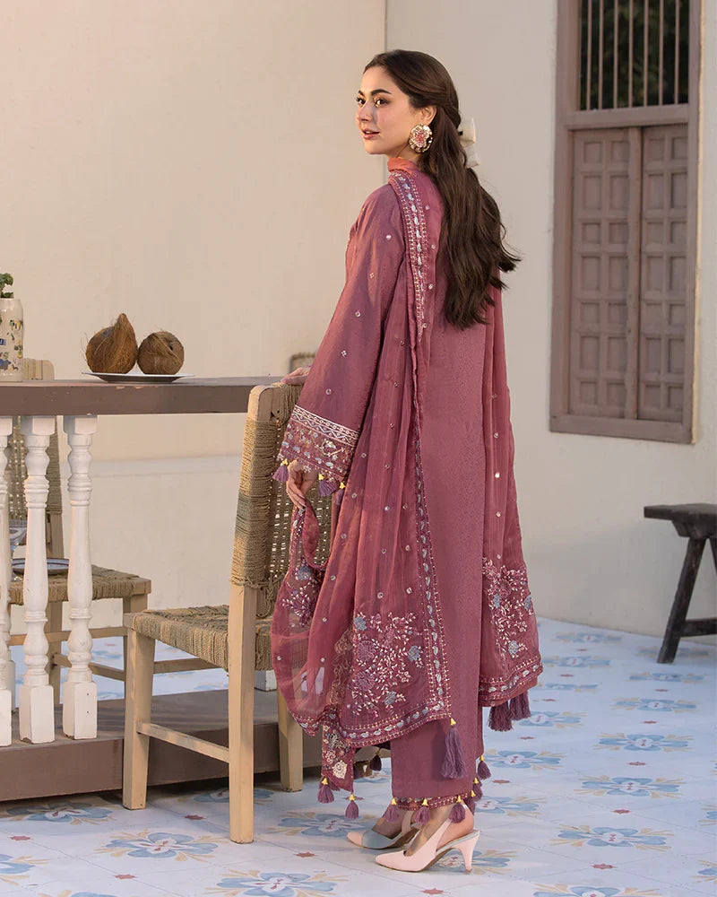 3 PC EMBROIDERED DHANAK SUIT - BG819