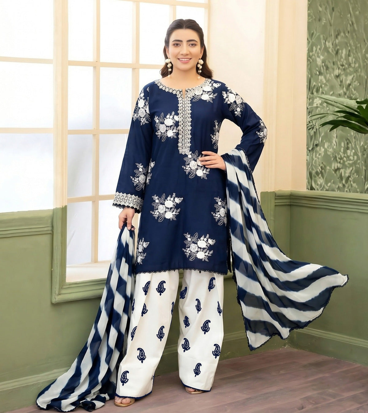 3PC EMBROIDERED SUIT - BG897