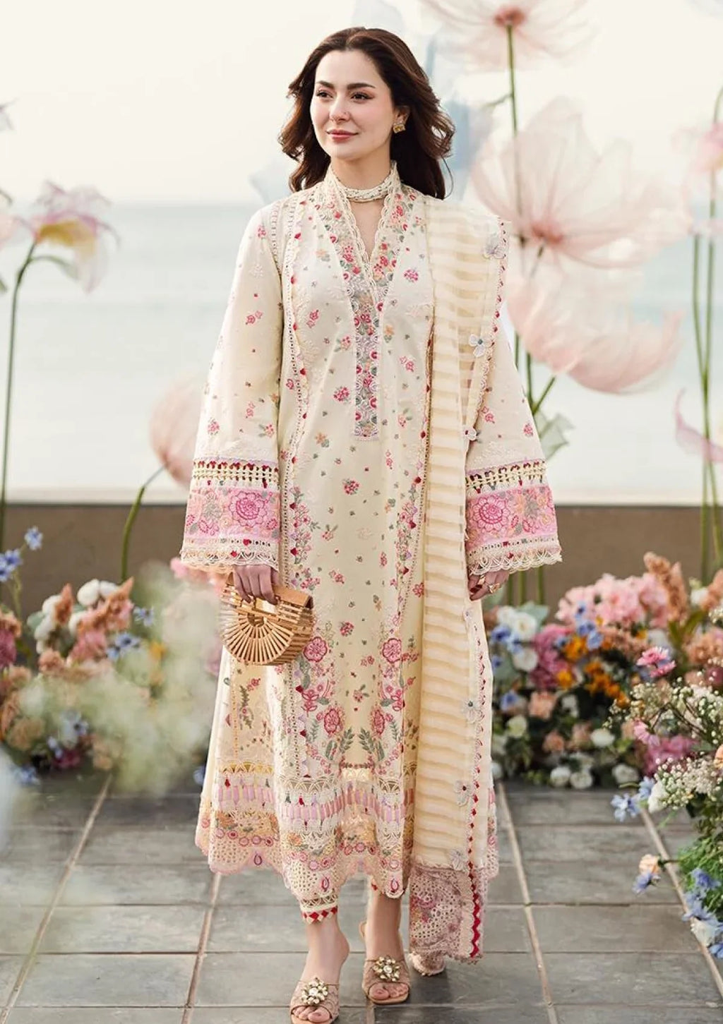 3PC EMBROIDERED LUXURY LAWN - BG875